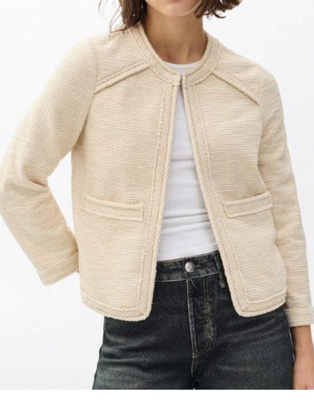 RAG & BONE CLARICE COTTON BLEND TWEED JACKET SIZE M